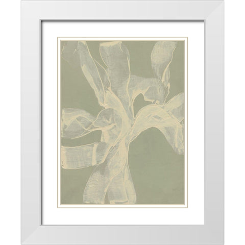 White Ribbon on Celadon II White Modern Wood Framed Art Print with Double Matting by Goldberger, Jennifer