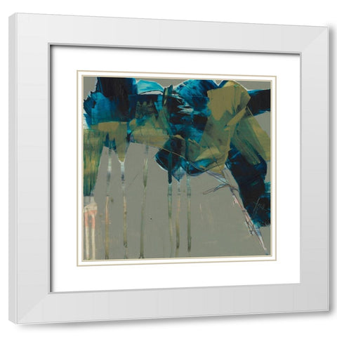 Deconstructed Blues II White Modern Wood Framed Art Print with Double Matting by Goldberger, Jennifer