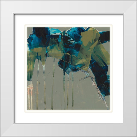 Deconstructed Blues II White Modern Wood Framed Art Print with Double Matting by Goldberger, Jennifer