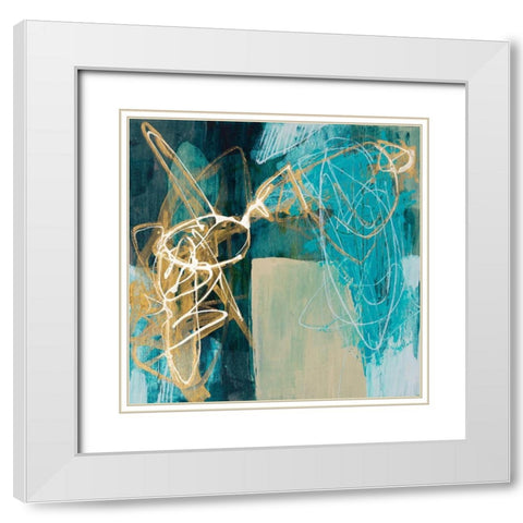 Blue Spectrum I White Modern Wood Framed Art Print with Double Matting by Goldberger, Jennifer