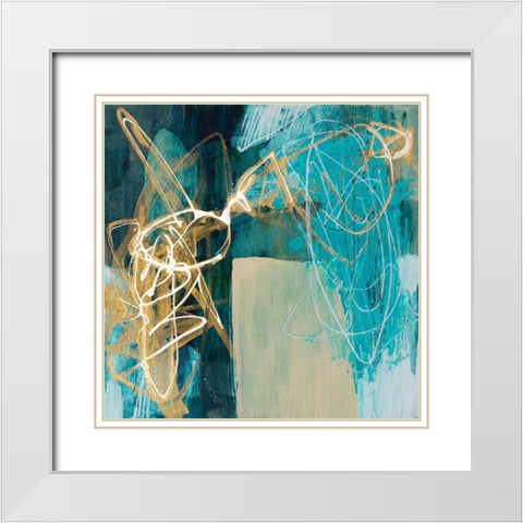 Blue Spectrum I White Modern Wood Framed Art Print with Double Matting by Goldberger, Jennifer