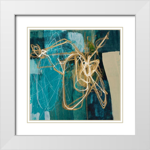 Blue Spectrum II White Modern Wood Framed Art Print with Double Matting by Goldberger, Jennifer