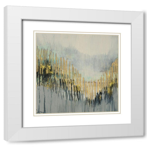 Gilded Striations I White Modern Wood Framed Art Print with Double Matting by Goldberger, Jennifer