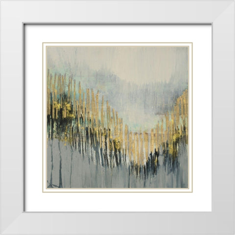 Gilded Striations I White Modern Wood Framed Art Print with Double Matting by Goldberger, Jennifer