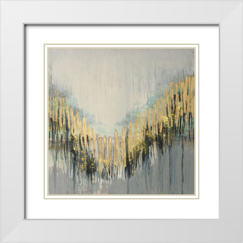 Gilded Striations II White Modern Wood Framed Art Print with Double Matting by Goldberger, Jennifer