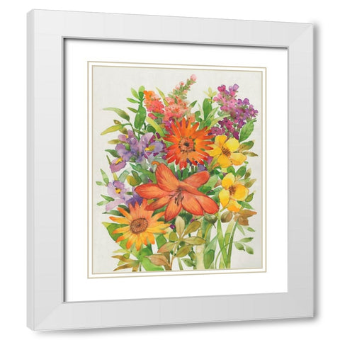 Floral Mix I White Modern Wood Framed Art Print with Double Matting by OToole, Tim