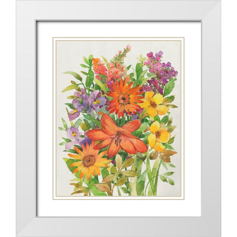 Floral Mix I White Modern Wood Framed Art Print with Double Matting by OToole, Tim