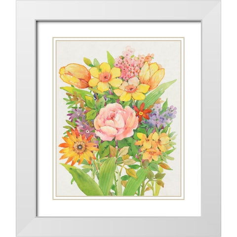 Floral Mix II White Modern Wood Framed Art Print with Double Matting by OToole, Tim