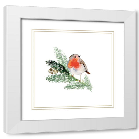 Winter Visitor I White Modern Wood Framed Art Print with Double Matting by Barnes, Victoria