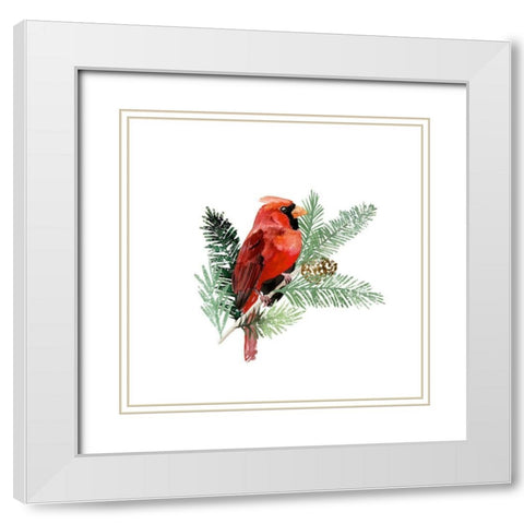 Winter Visitor III White Modern Wood Framed Art Print with Double Matting by Barnes, Victoria