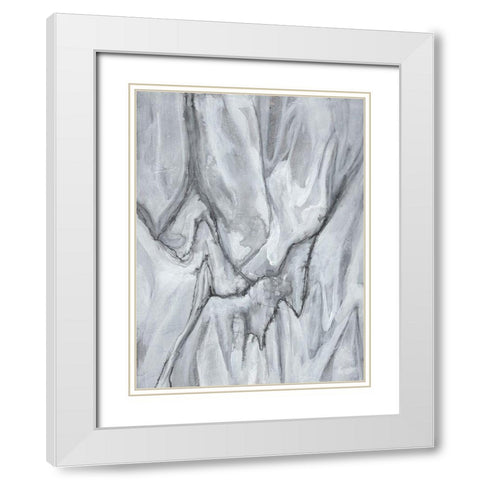 Marbled White I White Modern Wood Framed Art Print with Double Matting by Goldberger, Jennifer