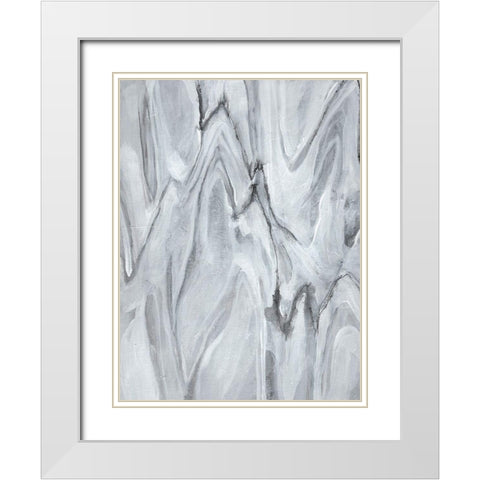 Marbled White III White Modern Wood Framed Art Print with Double Matting by Goldberger, Jennifer