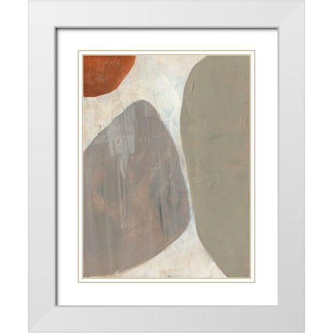 Three Stones I White Modern Wood Framed Art Print with Double Matting by Goldberger, Jennifer