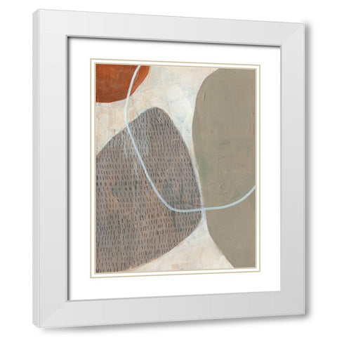 Marked Stones I White Modern Wood Framed Art Print with Double Matting by Goldberger, Jennifer