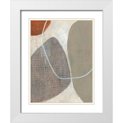 Marked Stones I White Modern Wood Framed Art Print with Double Matting by Goldberger, Jennifer