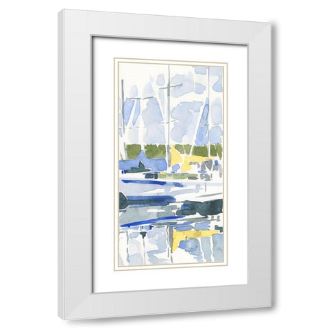 Sailboat Reflections II White Modern Wood Framed Art Print with Double Matting by Caroline, Emma
