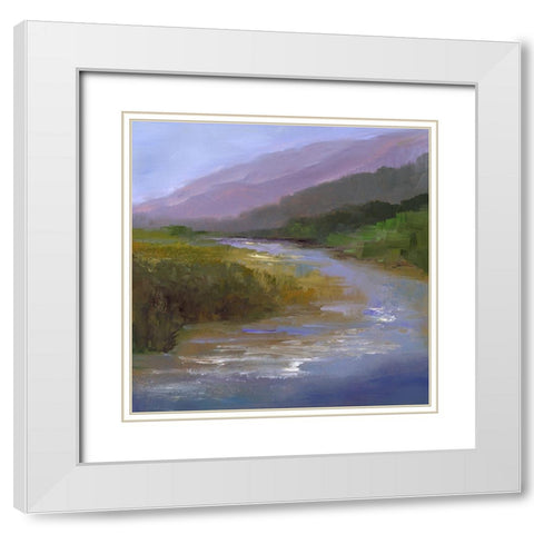 Mountain River I White Modern Wood Framed Art Print with Double Matting by Finch, Sheila