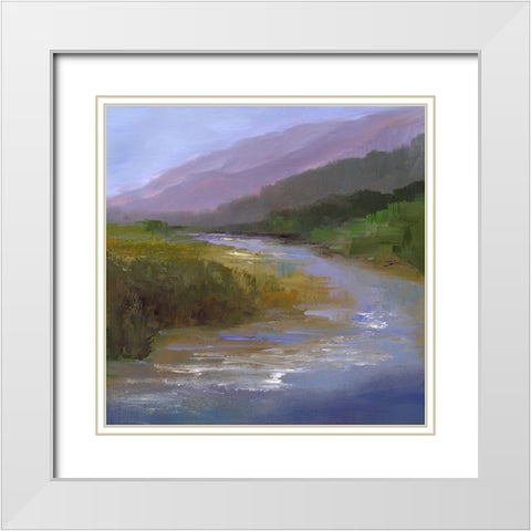 Mountain River I White Modern Wood Framed Art Print with Double Matting by Finch, Sheila