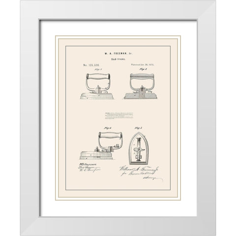 Laundry Patent I White Modern Wood Framed Art Print with Double Matting by Barnes, Victoria