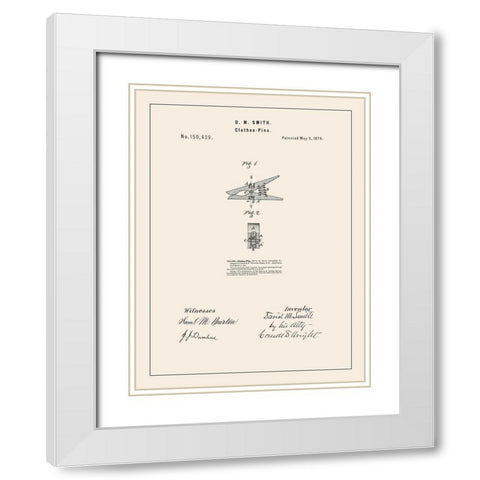 Laundry Patent II White Modern Wood Framed Art Print with Double Matting by Barnes, Victoria