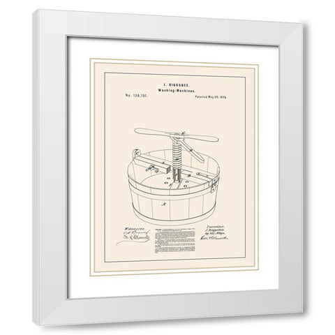 Laundry Patent III White Modern Wood Framed Art Print with Double Matting by Barnes, Victoria