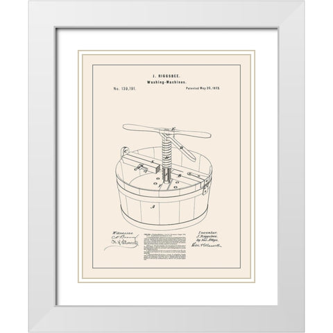 Laundry Patent III White Modern Wood Framed Art Print with Double Matting by Barnes, Victoria