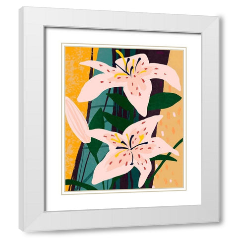 Lily Collage II White Modern Wood Framed Art Print with Double Matting by Warren, Annie