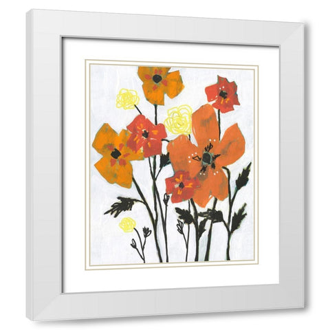 Hot Flowers II White Modern Wood Framed Art Print with Double Matting by Goldberger, Jennifer