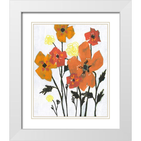 Hot Flowers II White Modern Wood Framed Art Print with Double Matting by Goldberger, Jennifer