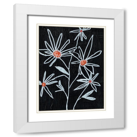 Flower Doodle I White Modern Wood Framed Art Print with Double Matting by Goldberger, Jennifer