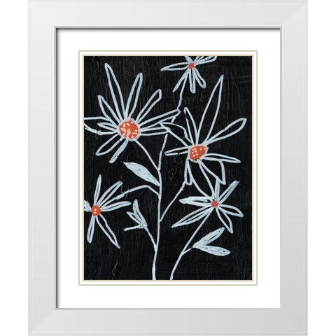 Flower Doodle I White Modern Wood Framed Art Print with Double Matting by Goldberger, Jennifer