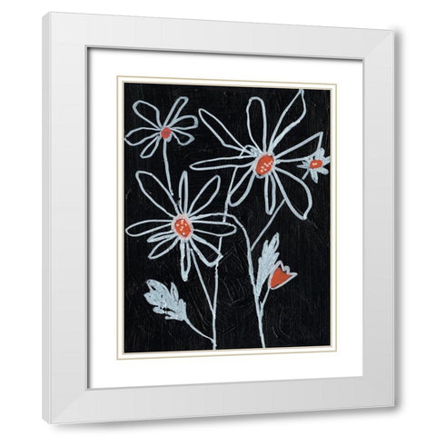 Flower Doodle II White Modern Wood Framed Art Print with Double Matting by Goldberger, Jennifer