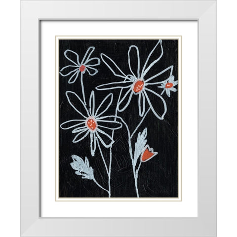 Flower Doodle II White Modern Wood Framed Art Print with Double Matting by Goldberger, Jennifer