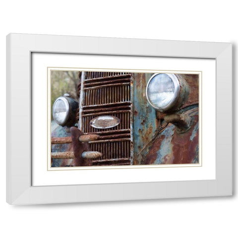 Blue n Rust White Modern Wood Framed Art Print with Double Matting by Head, Danny