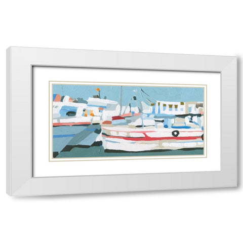 Bright Boats I White Modern Wood Framed Art Print with Double Matting by Caroline, Emma