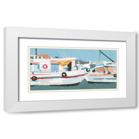 Bright Boats II White Modern Wood Framed Art Print with Double Matting by Caroline, Emma