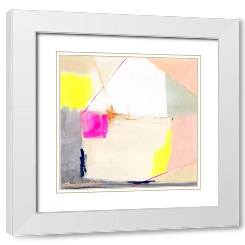 Hot Pink Patch I White Modern Wood Framed Art Print with Double Matting by Barnes, Victoria