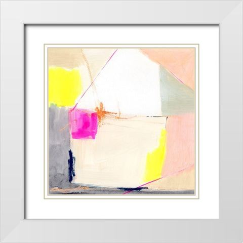 Hot Pink Patch I White Modern Wood Framed Art Print with Double Matting by Barnes, Victoria