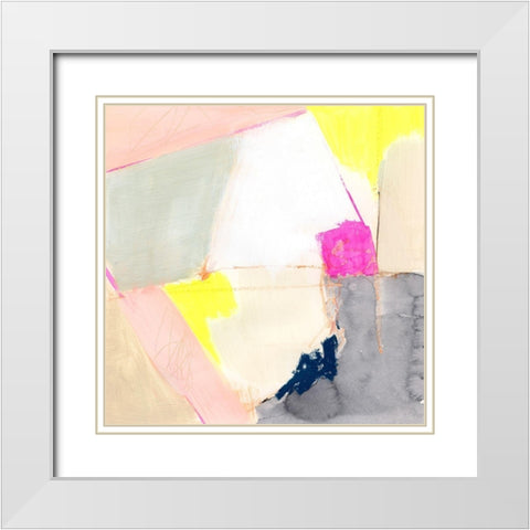 Hot Pink Patch II White Modern Wood Framed Art Print with Double Matting by Barnes, Victoria