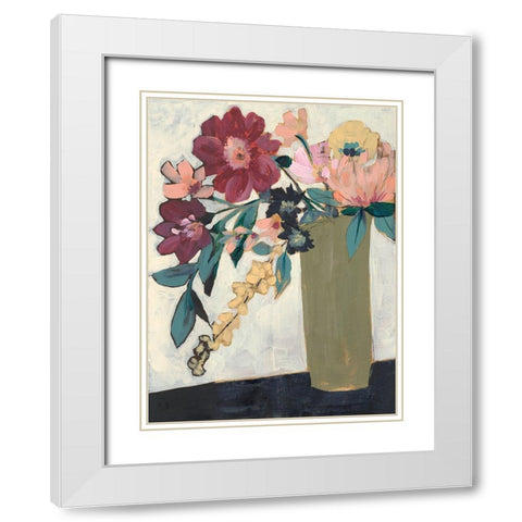 Jeweled Arrangement I White Modern Wood Framed Art Print with Double Matting by Goldberger, Jennifer