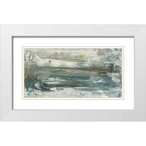 Teal Seascape II White Modern Wood Framed Art Print with Double Matting by Bramma, Lila