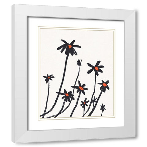 Young Coneflowers I White Modern Wood Framed Art Print with Double Matting by Green, Jacob