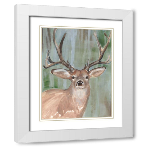 Roaming Buck I White Modern Wood Framed Art Print with Double Matting by Warren, Annie