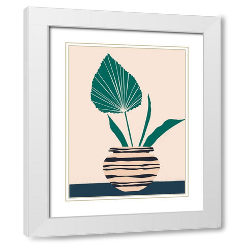 Dancing Vase With Palm I White Modern Wood Framed Art Print with Double Matting by Wang, Melissa