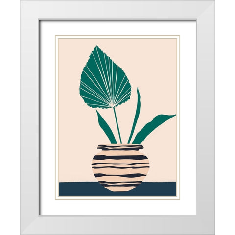 Dancing Vase With Palm I White Modern Wood Framed Art Print with Double Matting by Wang, Melissa