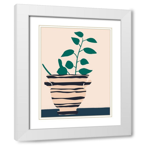 Dancing Vase With Palm II White Modern Wood Framed Art Print with Double Matting by Wang, Melissa