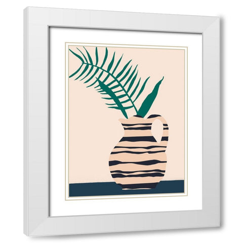 Dancing Vase With Palm III White Modern Wood Framed Art Print with Double Matting by Wang, Melissa