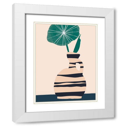 Dancing Vase With Palm IV White Modern Wood Framed Art Print with Double Matting by Wang, Melissa
