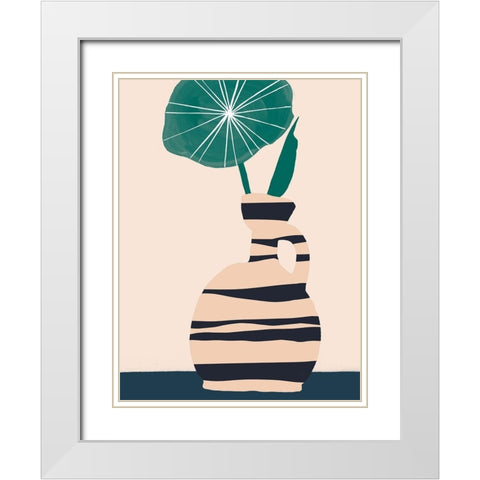 Dancing Vase With Palm IV White Modern Wood Framed Art Print with Double Matting by Wang, Melissa