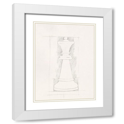 Chess Set Sketch I White Modern Wood Framed Art Print with Double Matting by Caroline, Emma